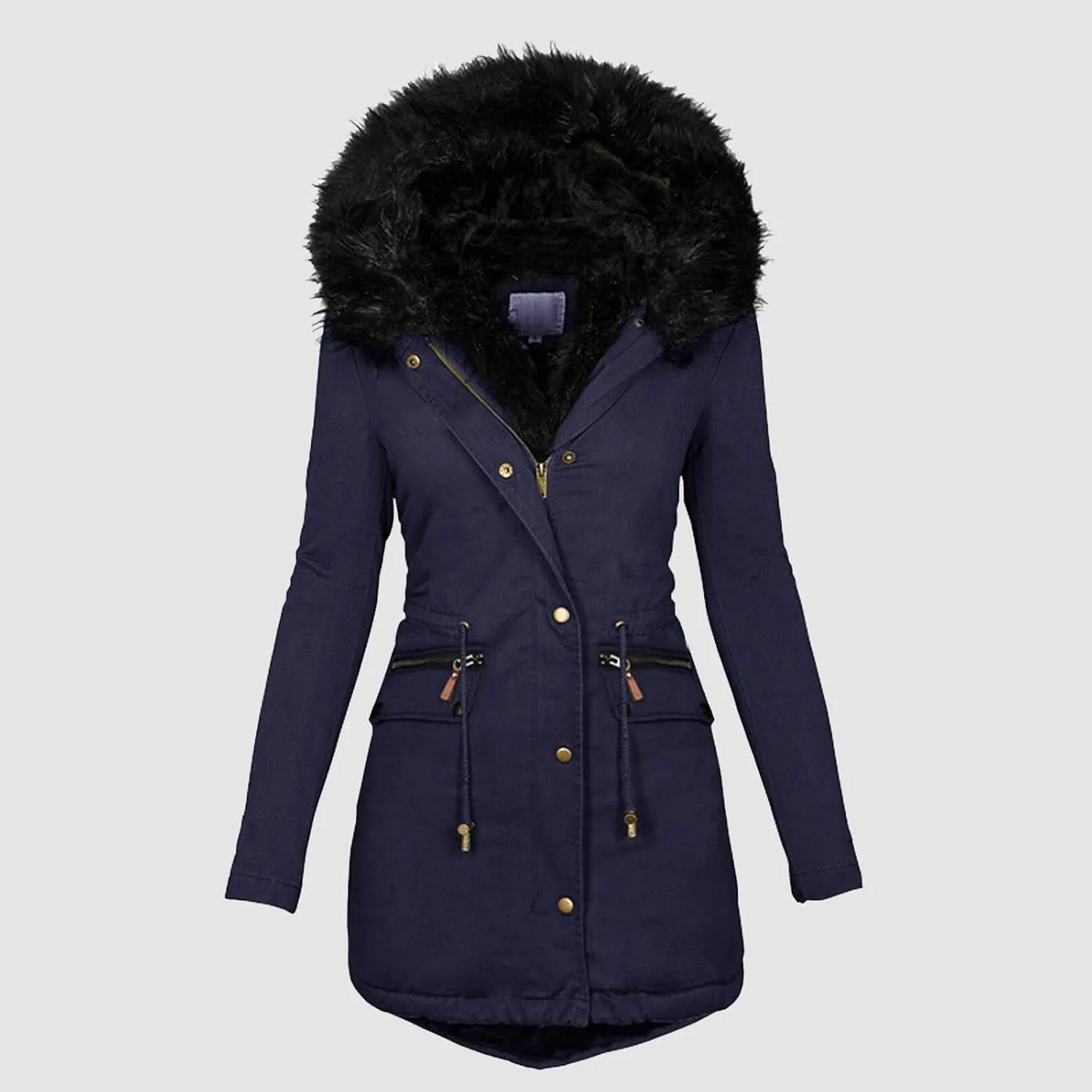 Winter Coat for Women Sherpa Lined Jacket Thermal Fleece Zip Up Overcoats with Hood Flannel Parka Outwear with Pocket