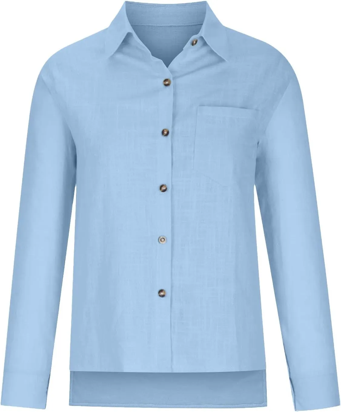 Womens Cotton Linen Button Down Shirt 2025 Summer Casual Long Sleeve Solid Color Shirts Loose Work Tops with Pockets