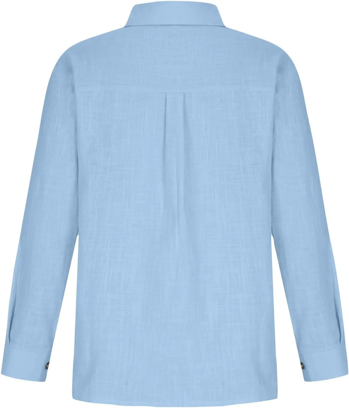 Womens Cotton Linen Button Down Shirt 2025 Summer Casual Long Sleeve Solid Color Shirts Loose Work Tops with Pockets