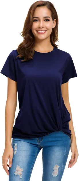 Womens Cotton T-Shirts Casual Short Sleeve Loose Fitting Tunic Basic Tee Tops