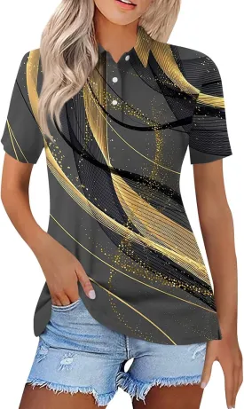Womens Golf Collared Polo Shirts Lightweight Breathable Workout Tops Summer Quick Dry Short Sleeve Business Casual Tops