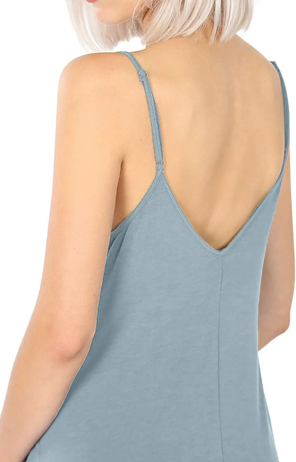 Womens Lightweight Flowy Summer Dress  Adjustable Strap Knee Length Dress with Side Pockets. Casual, Beachwear