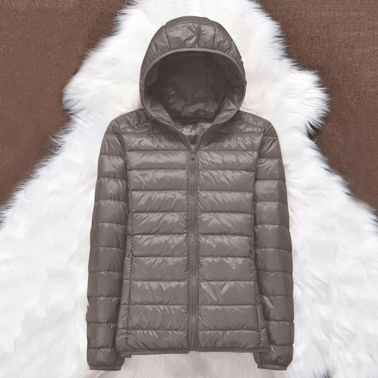 Womens Lightweight Puffer Jacket with Hood 2023 Fashion Winter Coats with Pockets Zipper Quilted Packable Down