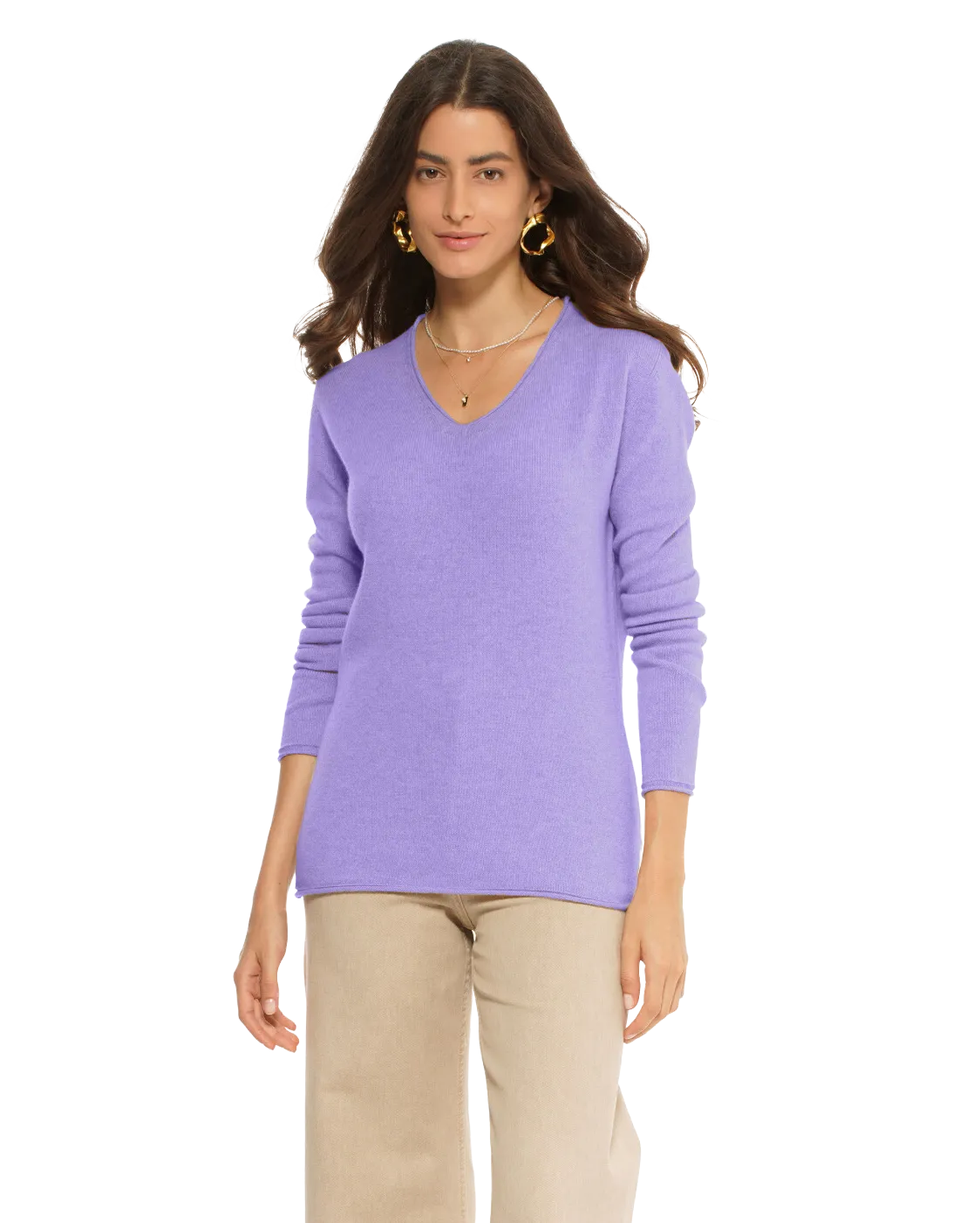 Women's Ultra-Light Cashmere V-Neck Sweater Lavender