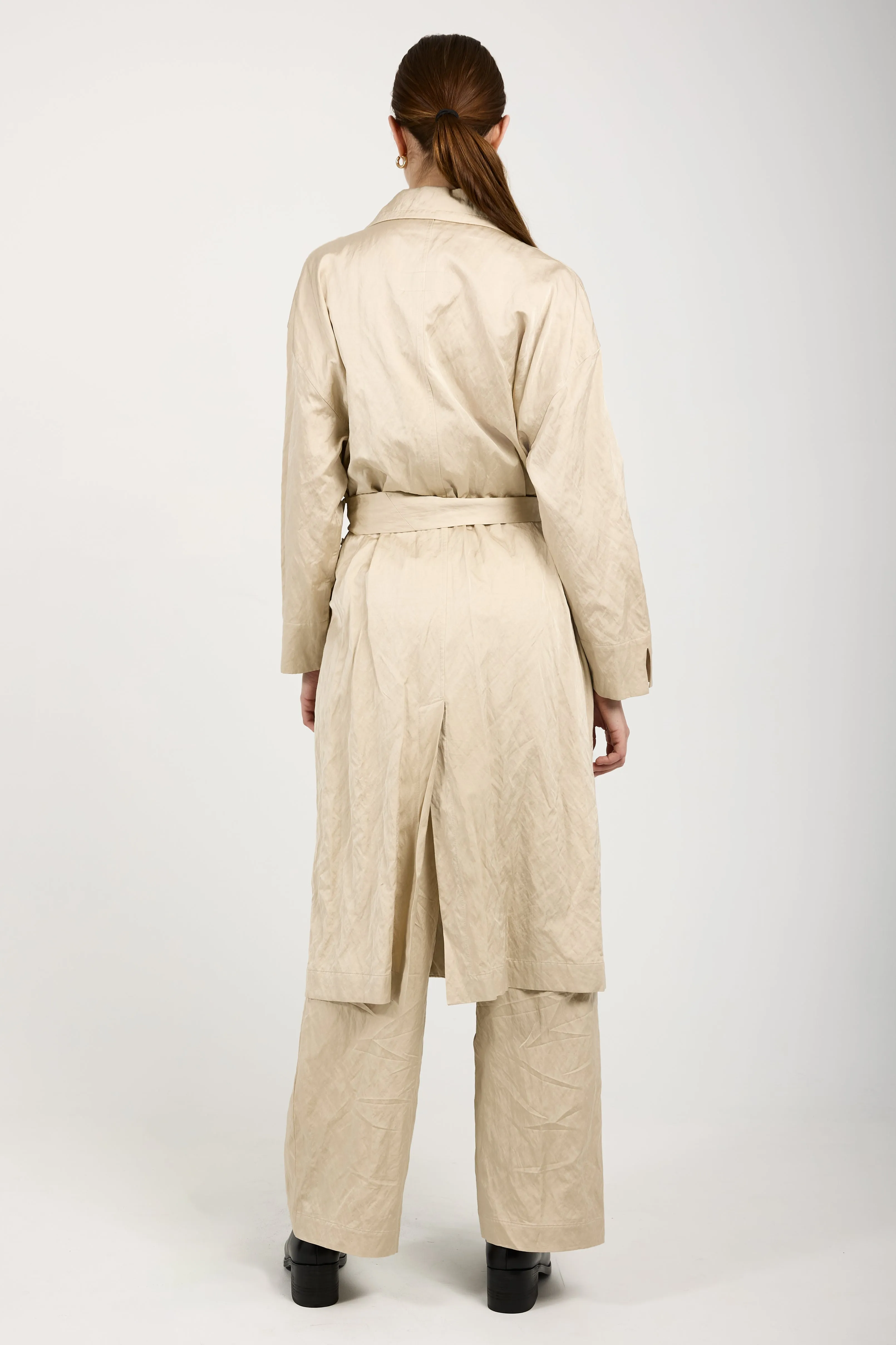 Woven Trench Coat in Beige