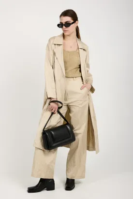 Woven Trench Coat in Beige